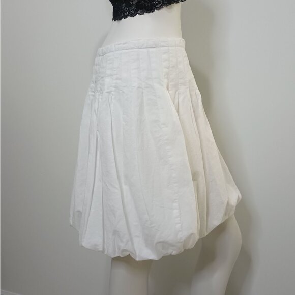 Sele White M Bubble Skirt A Line Pleated Zip - Picture 2 of 9
